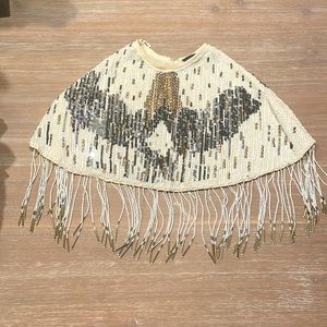 Top shop Poncho cream with tassels